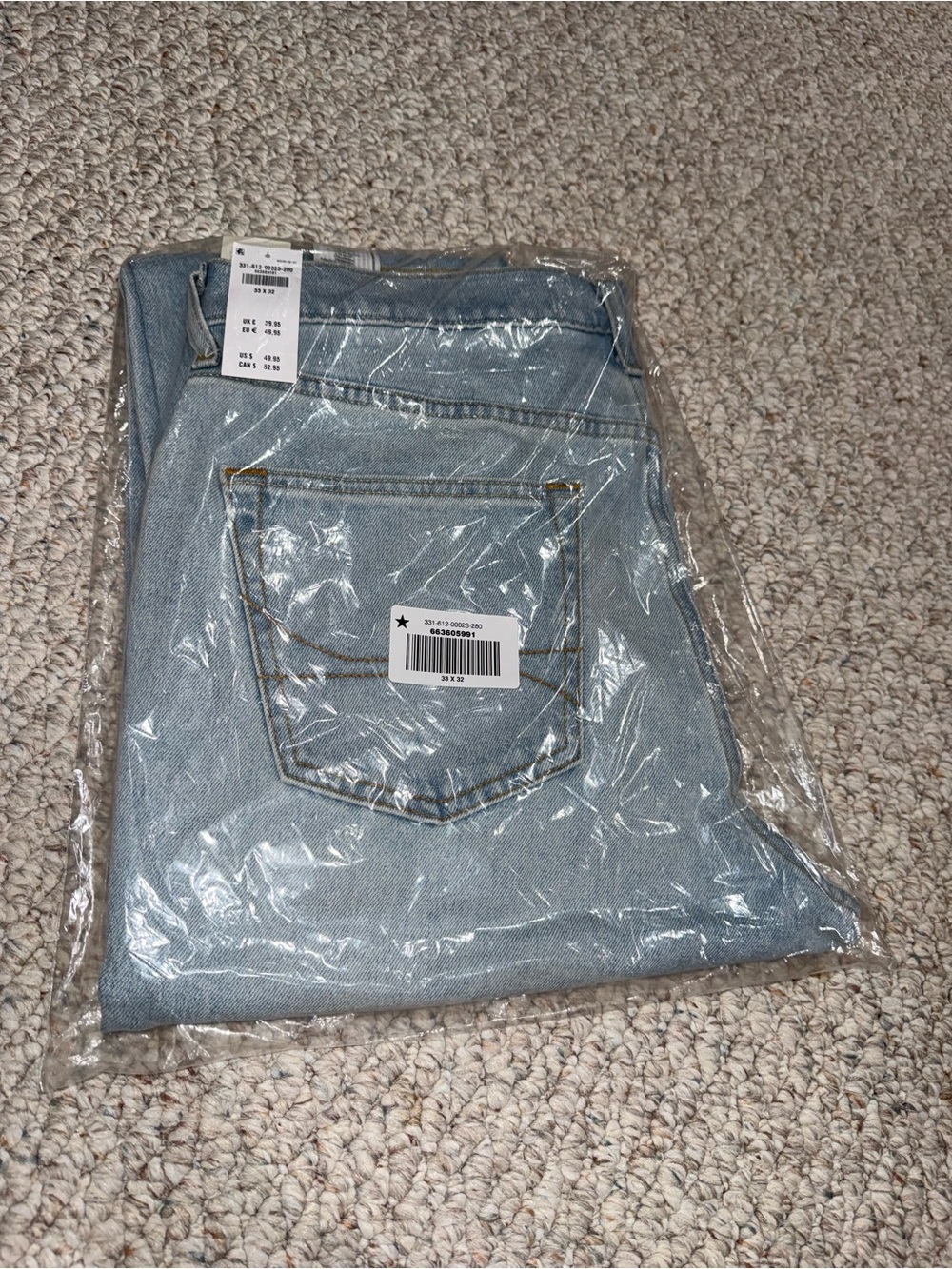 Hollister Light Blue Denim Jeans with Gold Stitching